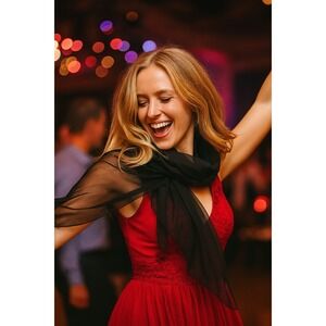 Sheer Black Scarf Wrap Neck‎ Scarf Lightweight Elegant Evening Accessory